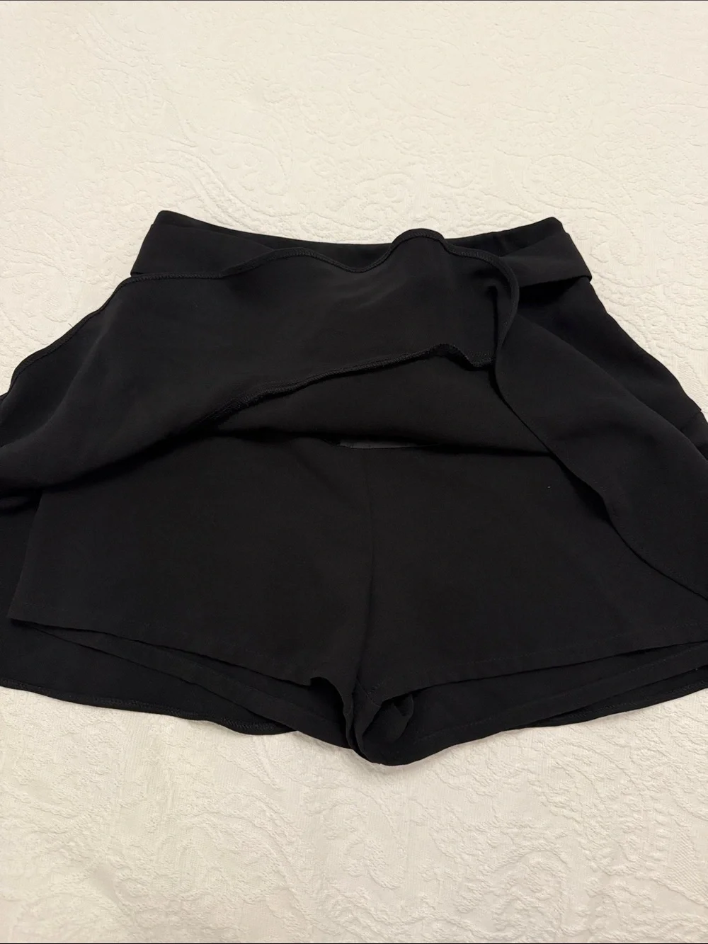 Zara Black Tie-Waist Ruffle Skirted Shorts